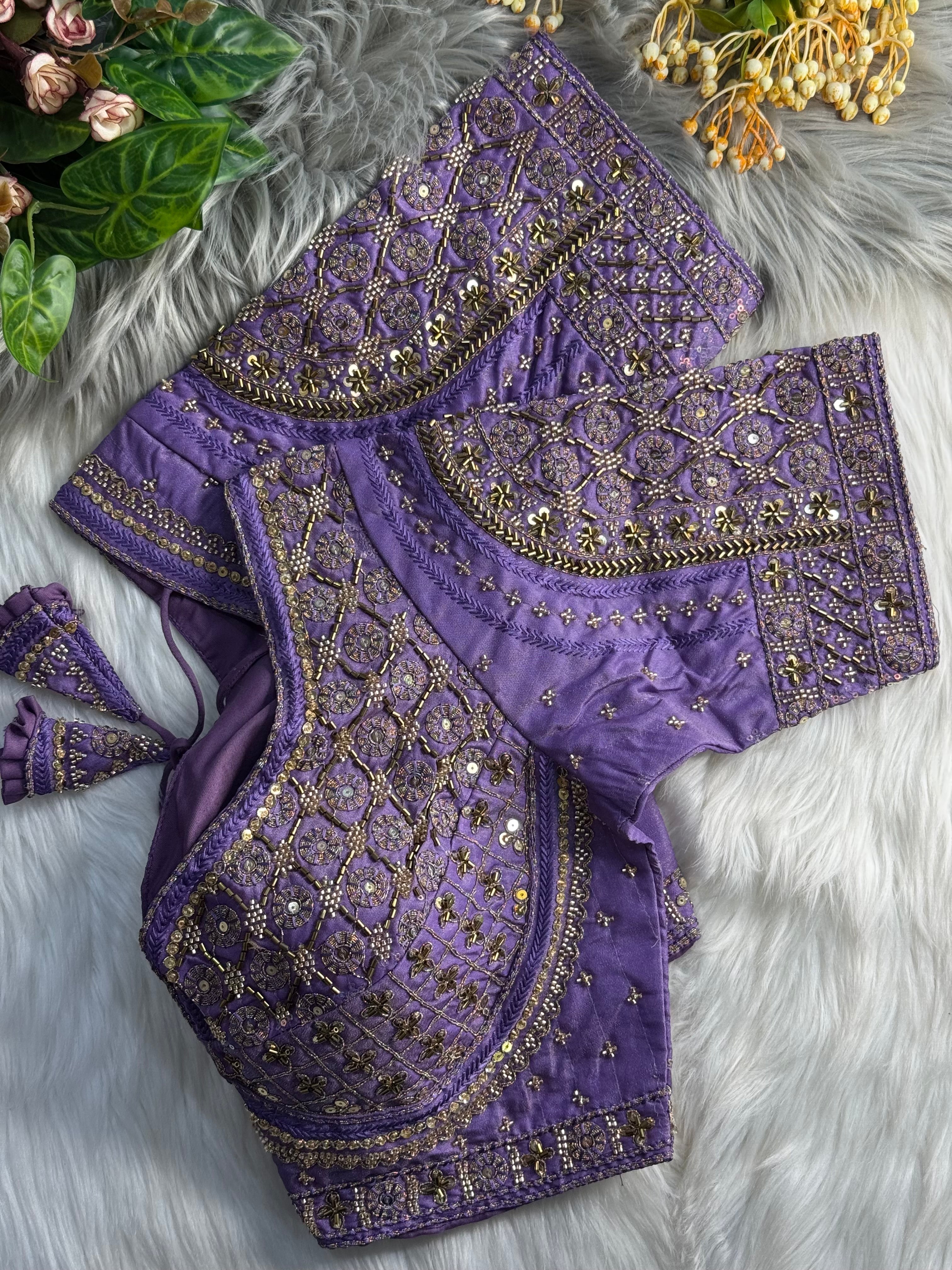 BEAUTIFUL HEAVY STARS & BEADS COPPER MATCHING WORK BRIDAL BLOUSE