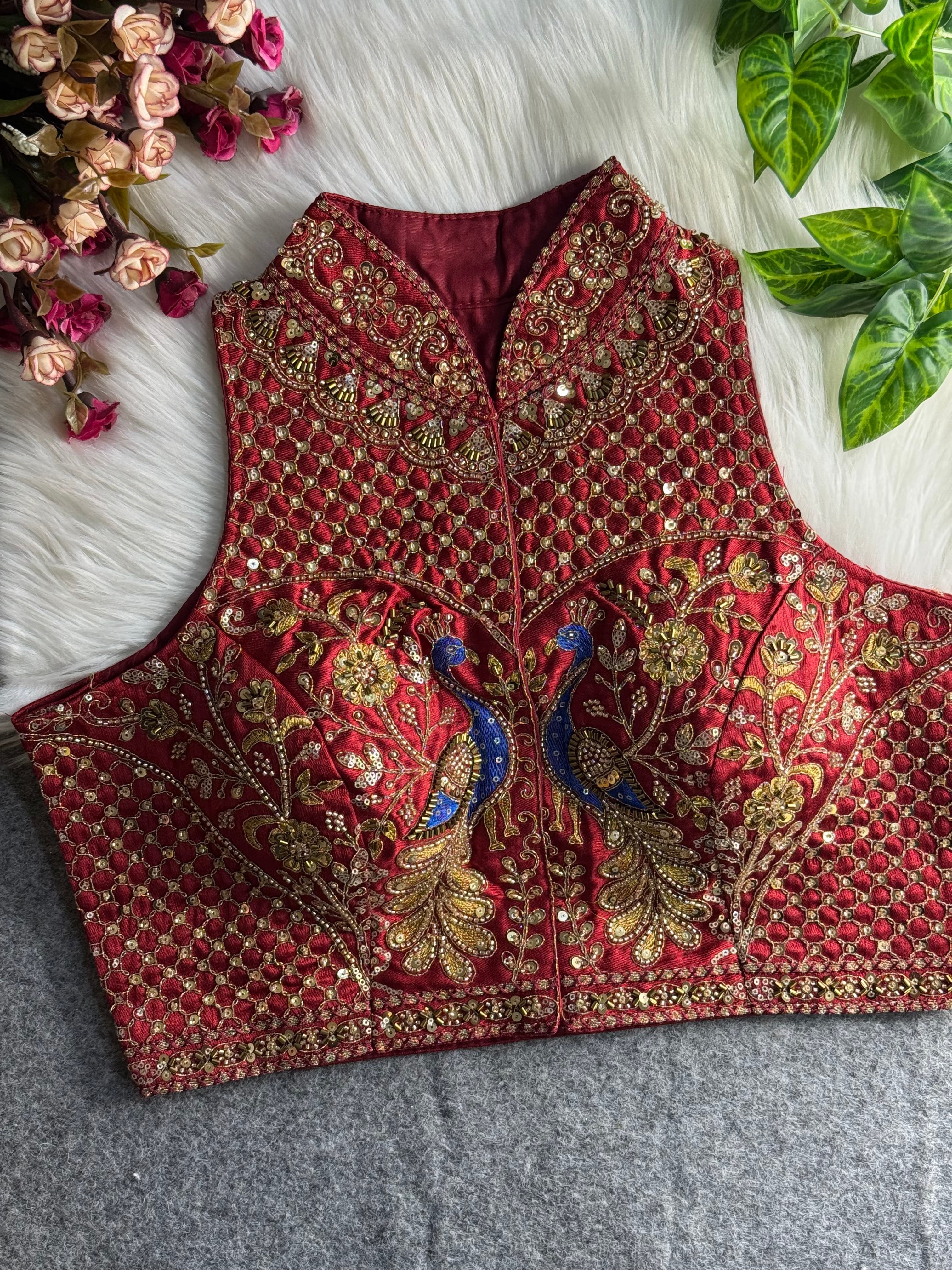 Halter Neck Handwork Peacock Blouse