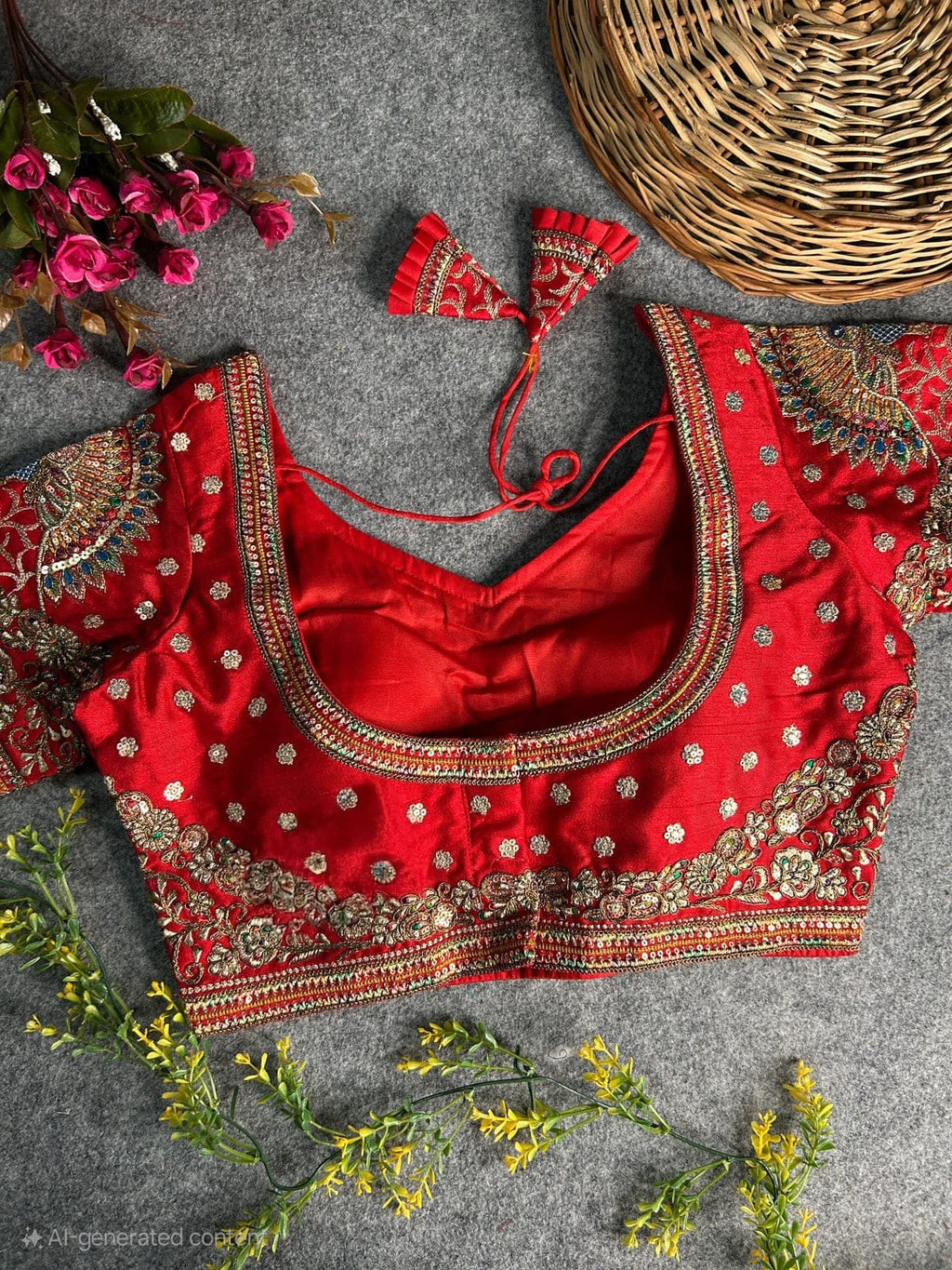 Luxury 3D Peacock Heavy Embroidered Bridal Blouse