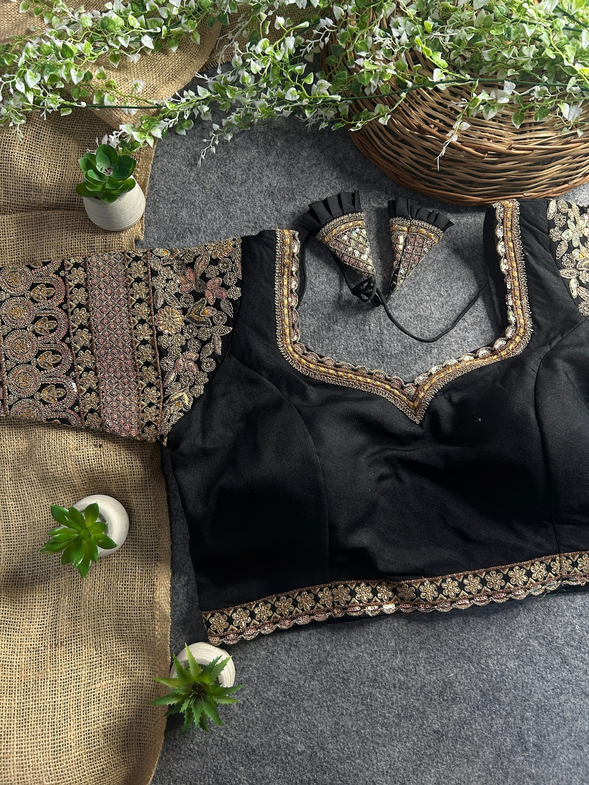 Beautiful Copper & Jari  Embroidery WoThe Blouse Studio