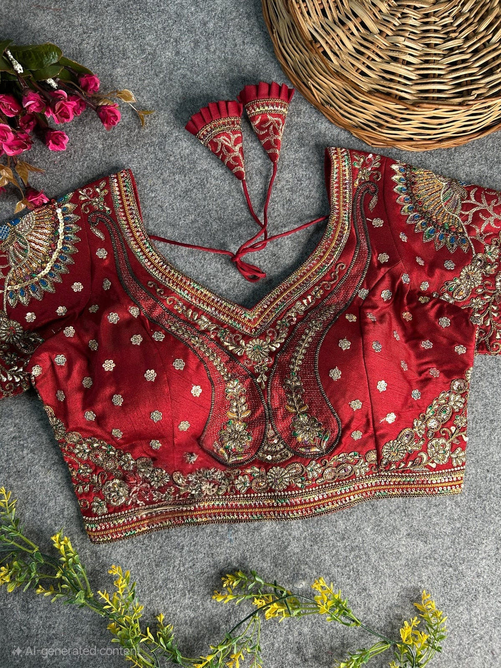 Luxury 3D Peacock Heavy Embroidered Bridal Blouse