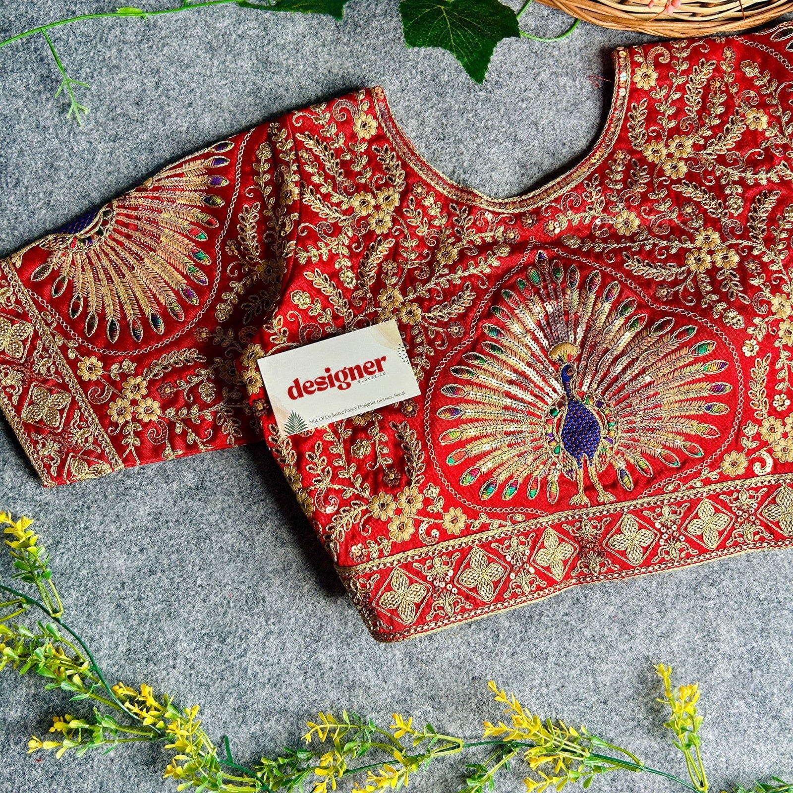 Beautiful Heavy Codding Work Peacock Bridal Blouse - Italian Silk