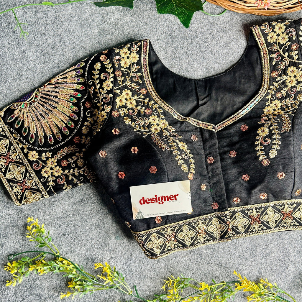 Beautiful Heavy Codding Work Peacock Bridal Blouse - Italian Silk