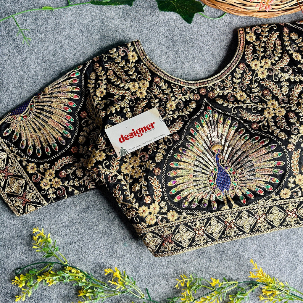 Beautiful Heavy Codding Work Peacock Bridal Blouse - Italian Silk