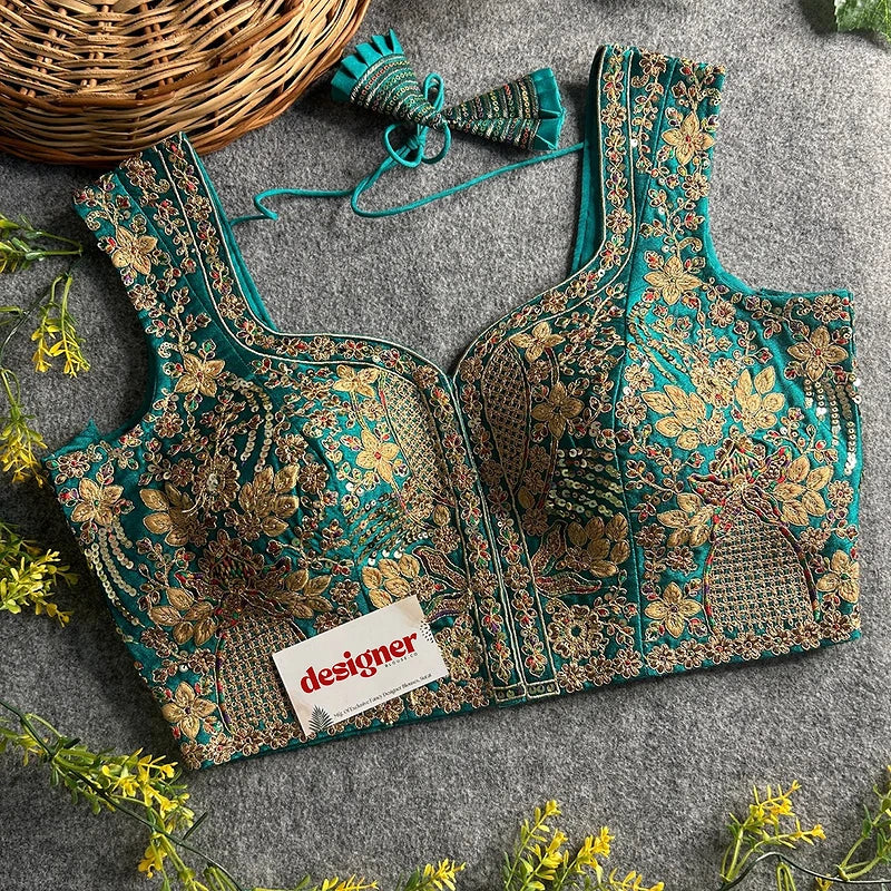 Beautiful Heavy Embroidery Codding Thread Work Bridal Blouse