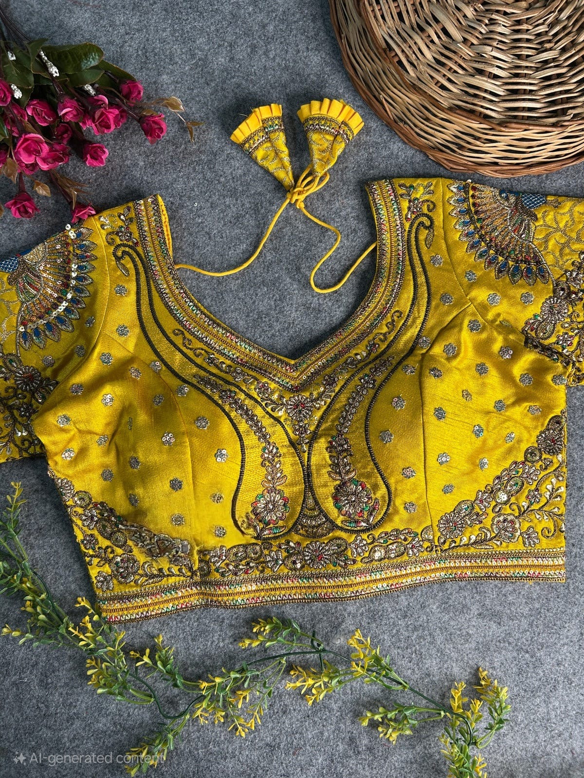 Luxury 3D Peacock Heavy Embroidered Bridal Blouse