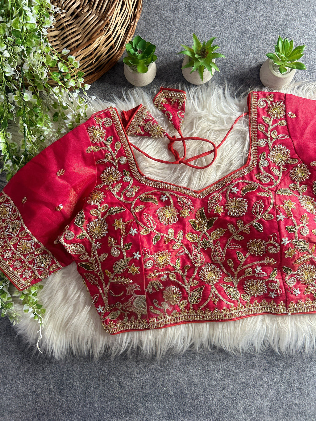 BEAUTIFUL HEAVY STARS & BEADS WORK BRIDAL BLOUSE