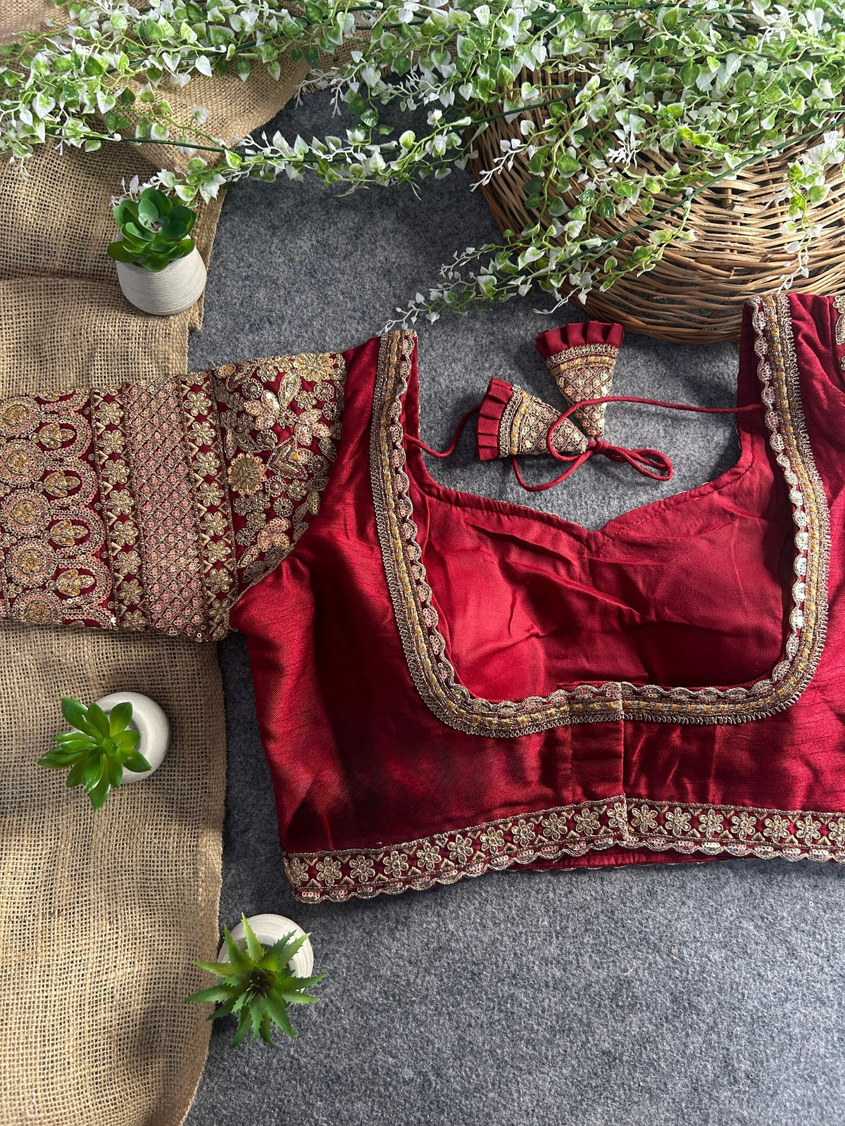 Beautiful Copper & Jari  Embroidery WoThe Blouse Studio