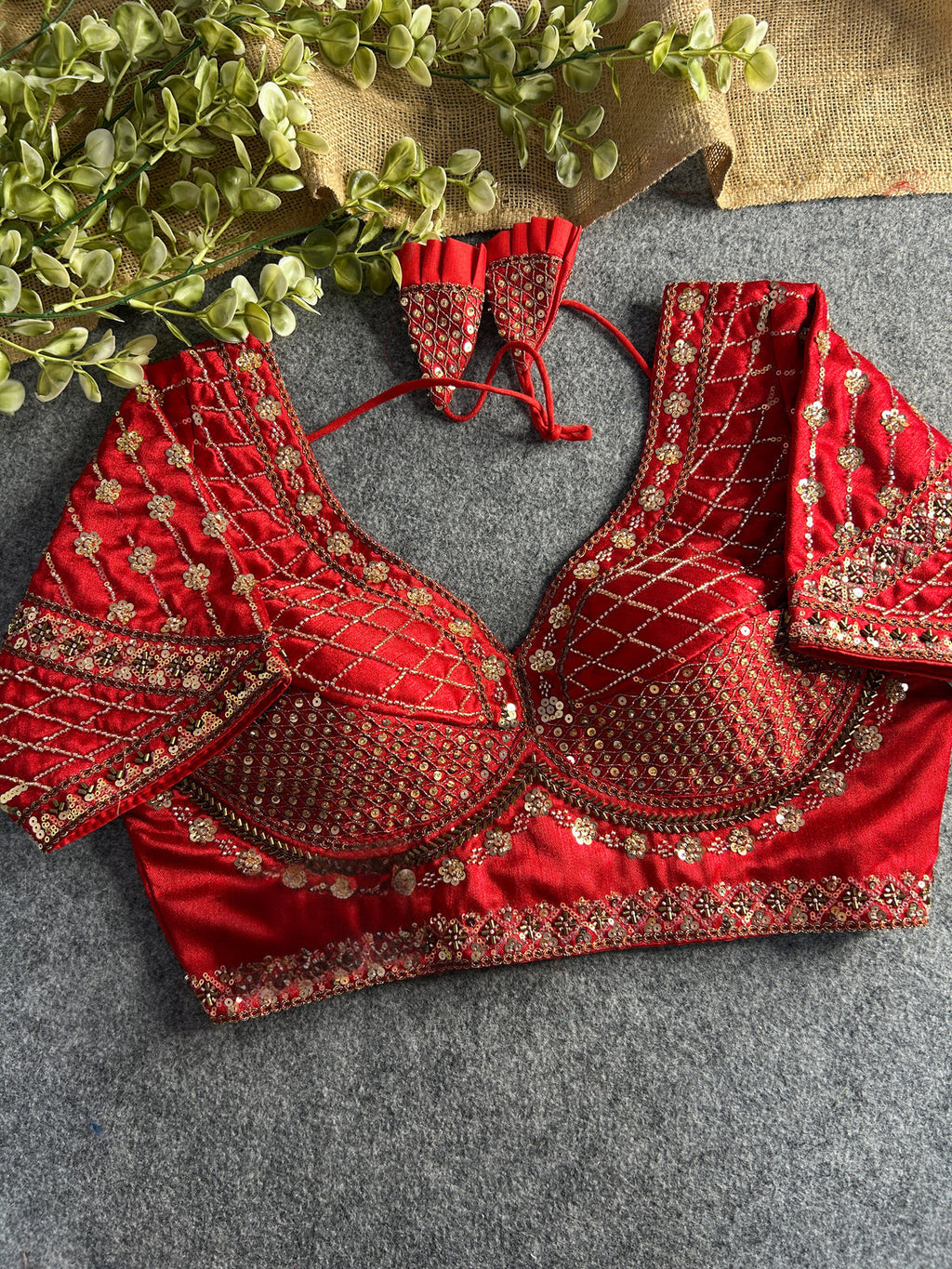 SABYASACHI INSPIRED BRIDAL BLOUSE BEAUTIFUL HEAVY STARS & BEADS WORK