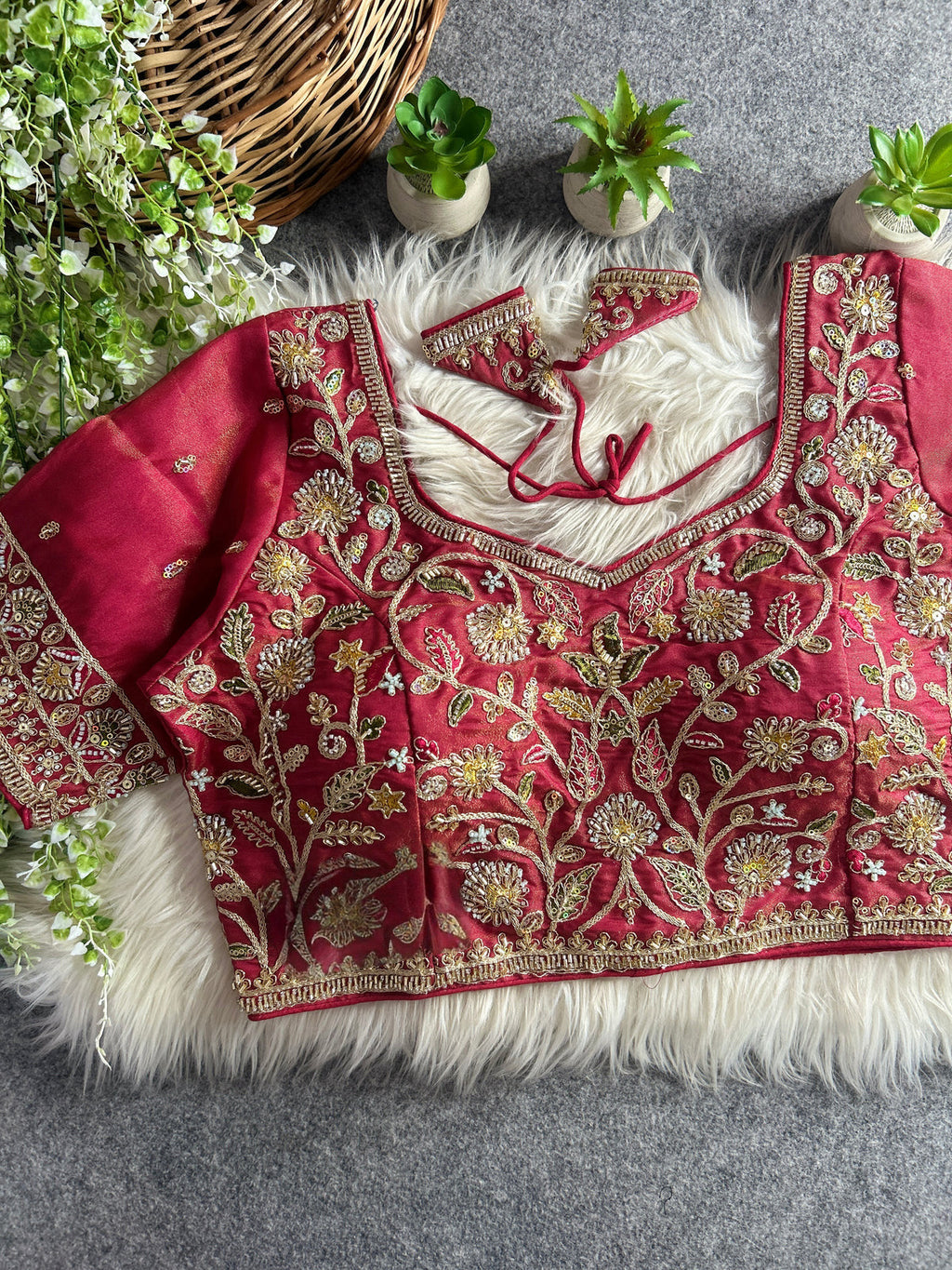 BEAUTIFUL HEAVY STARS & BEADS WORK BRIDAL BLOUSE