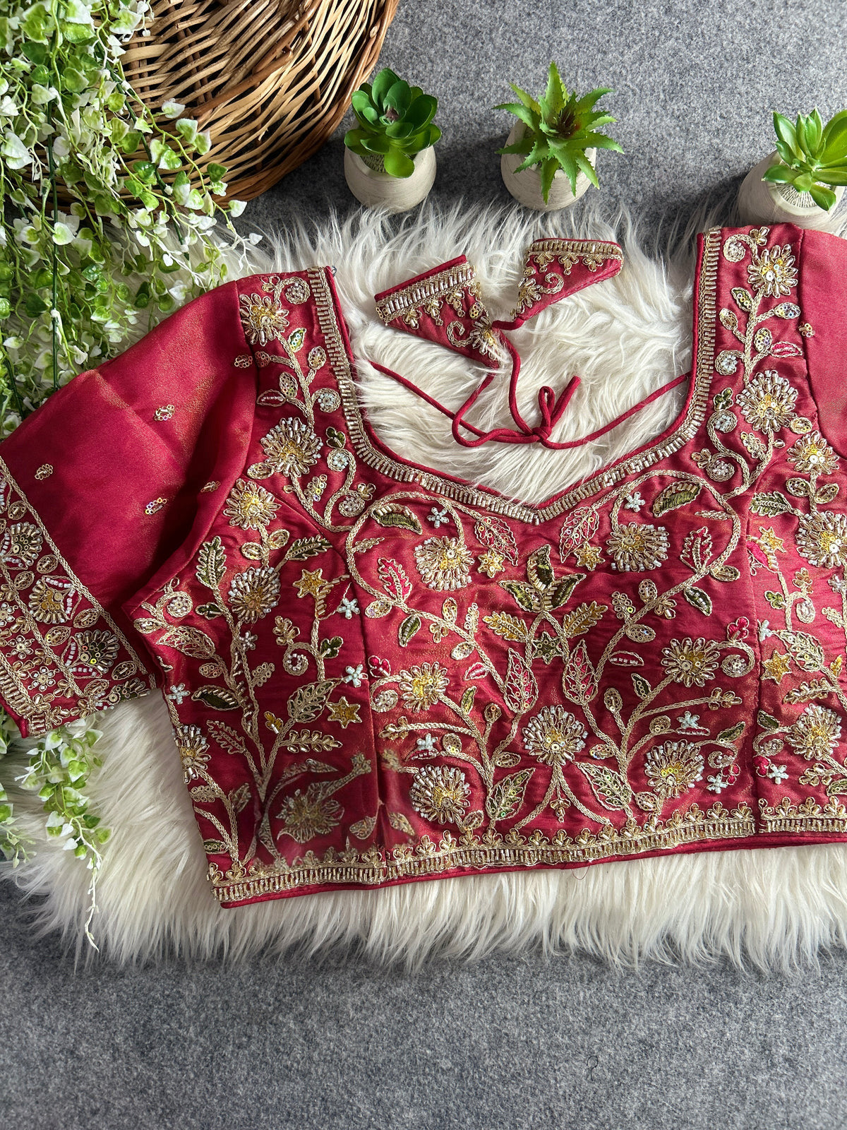 BEAUTIFUL HEAVY STARS & BEADS WORK BRIDAL BLOUSE