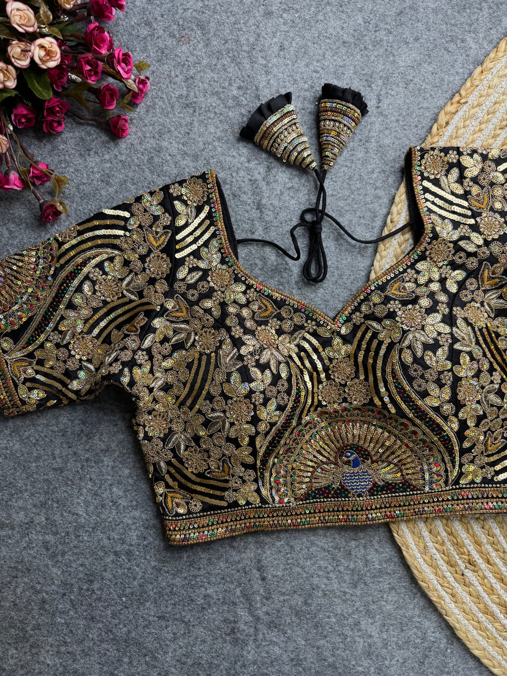 Codding Sequence Peacock Work Bridal Blouse