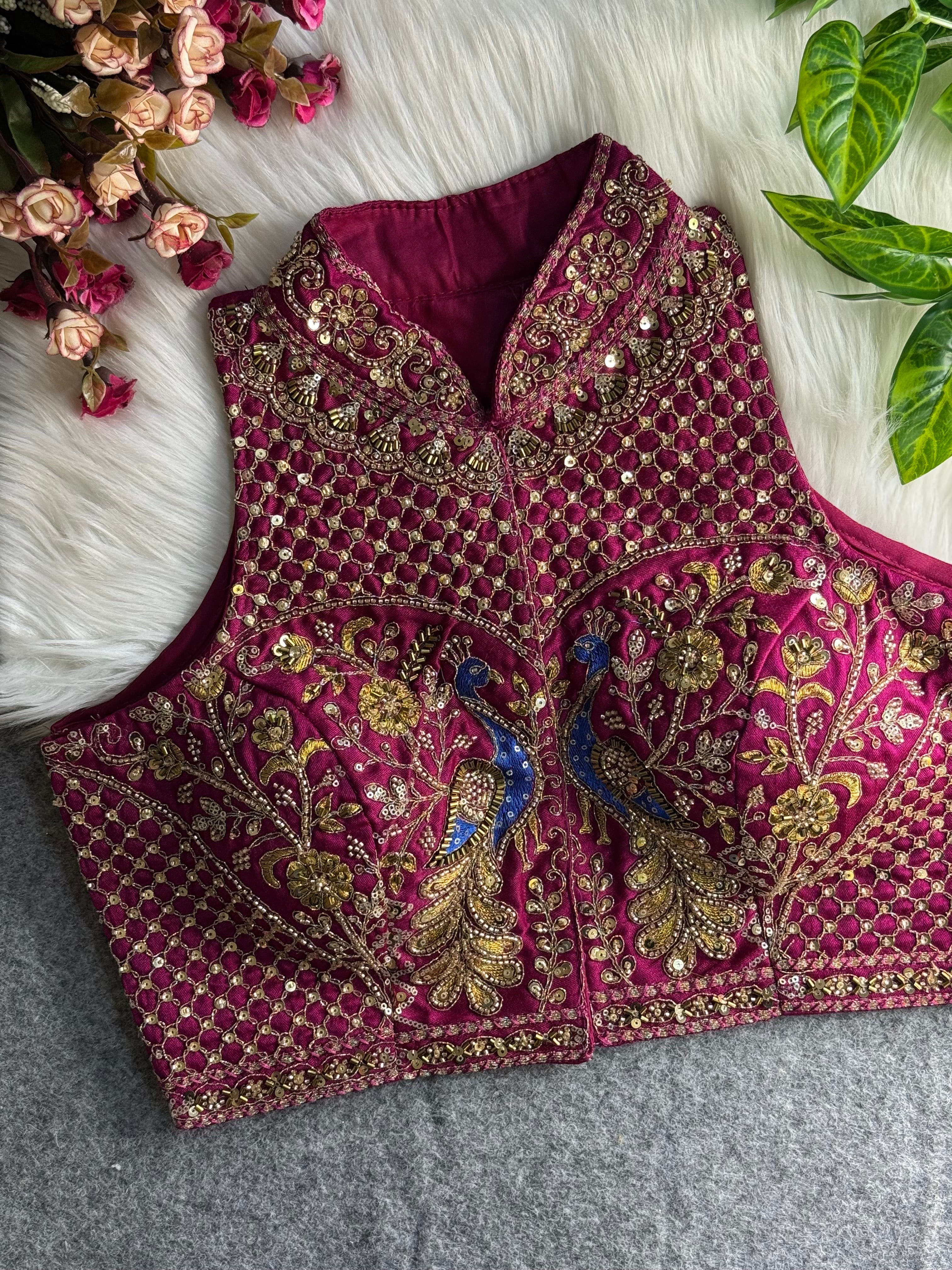 Halter Neck Handwork Peacock Blouse