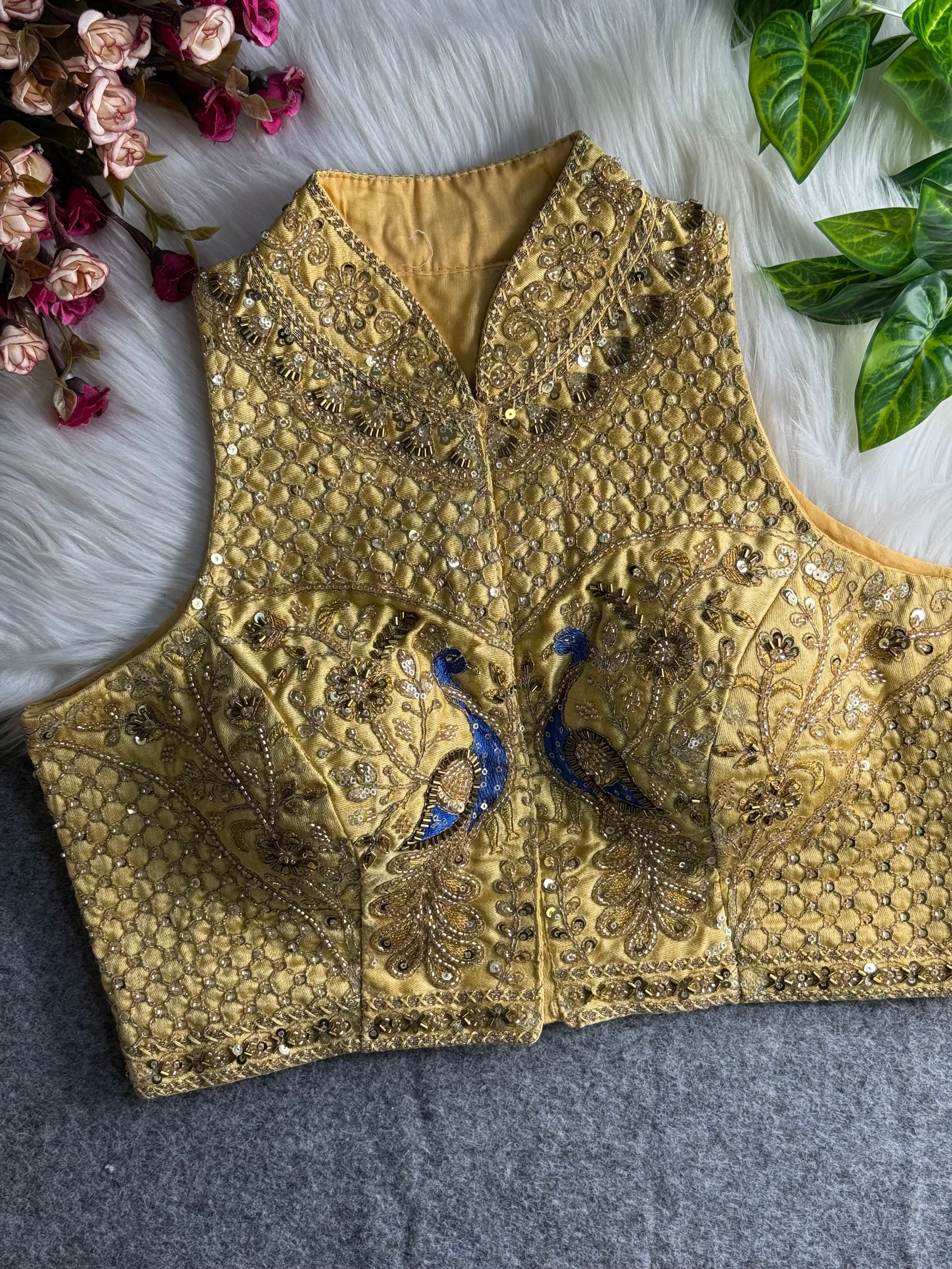 Halter Neck Handwork Peacock Blouse