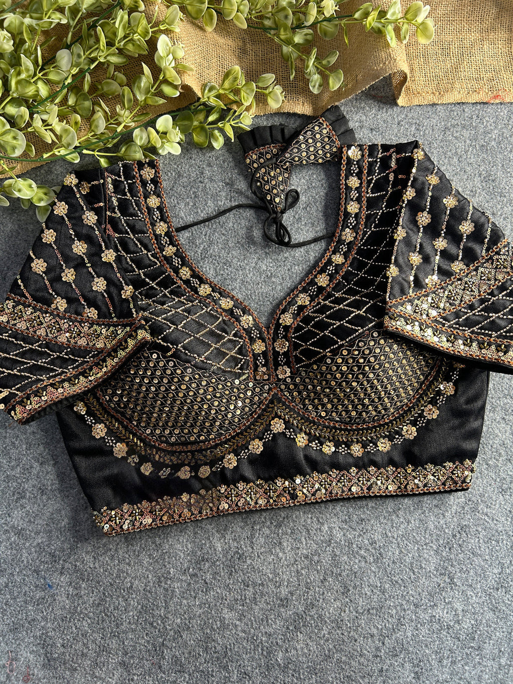 SABYASACHI INSPIRED BRIDAL BLOUSE BEAUTIFUL HEAVY STARS & BEADS WORK