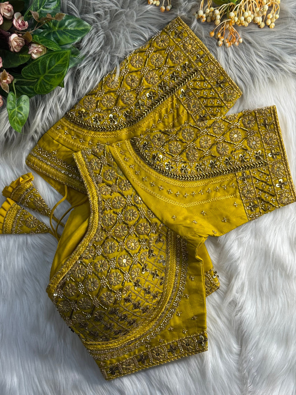 BEAUTIFUL HEAVY STARS & BEADS COPPER MATCHING WORK BRIDAL BLOUSE