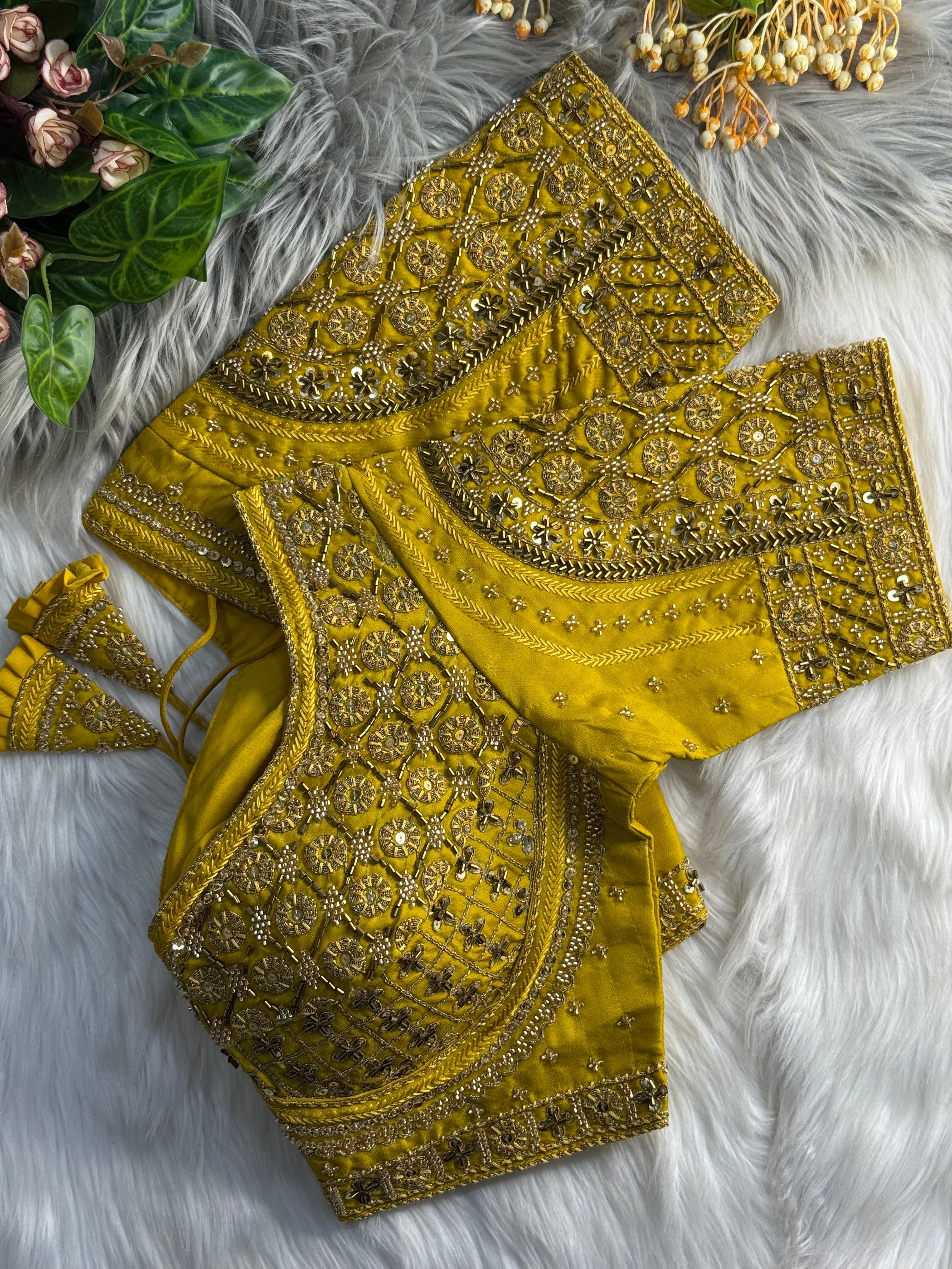 BEAUTIFUL HEAVY STARS & BEADS COPPER MATCHING WORK BRIDAL BLOUSE