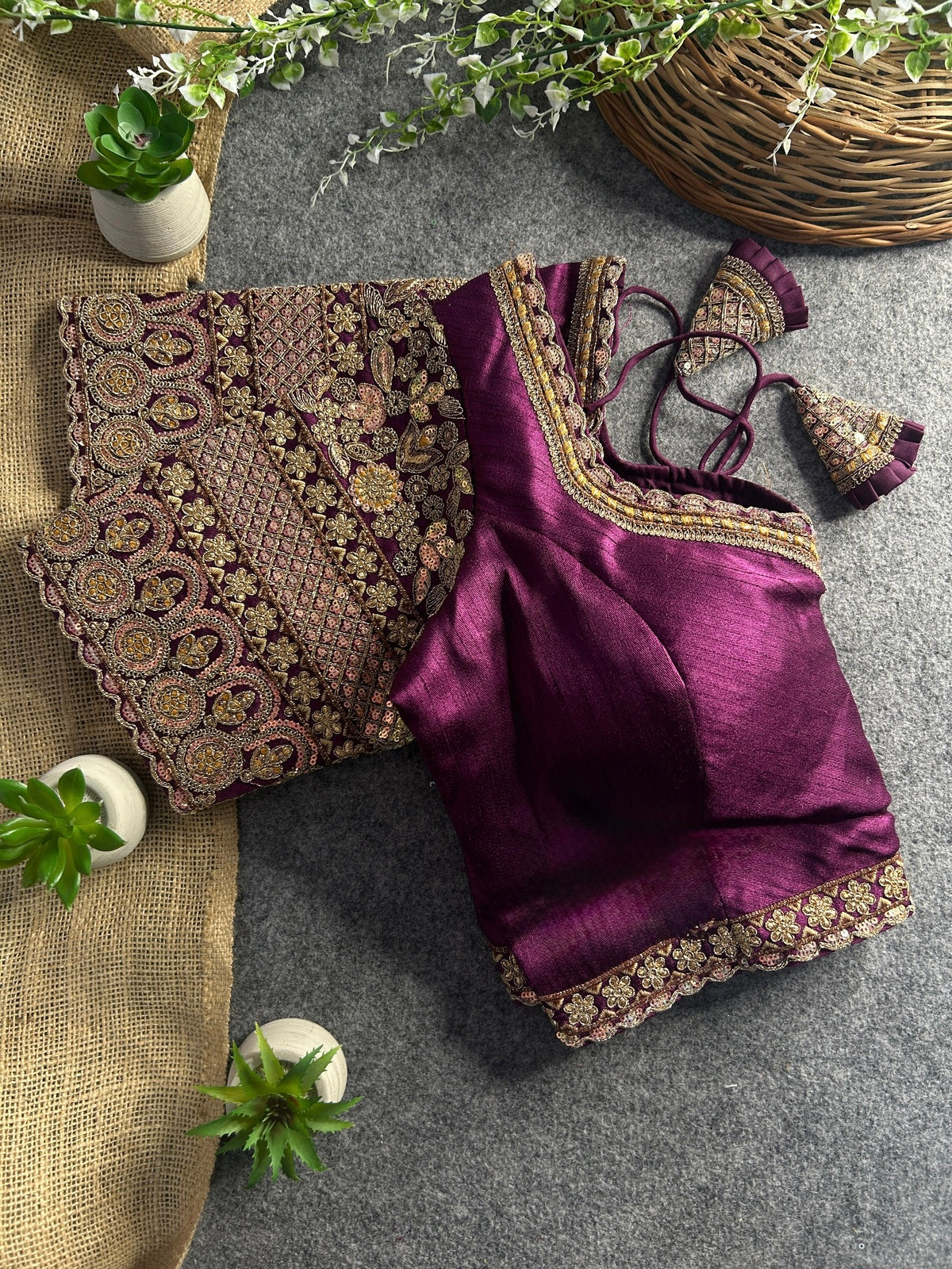 Beautiful Copper & Jari  Embroidery WoThe Blouse Studio