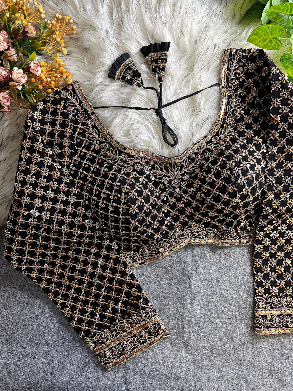 Heavy Fox Georgette Codding Sequence Work Full Sleeve Bridal Blouse