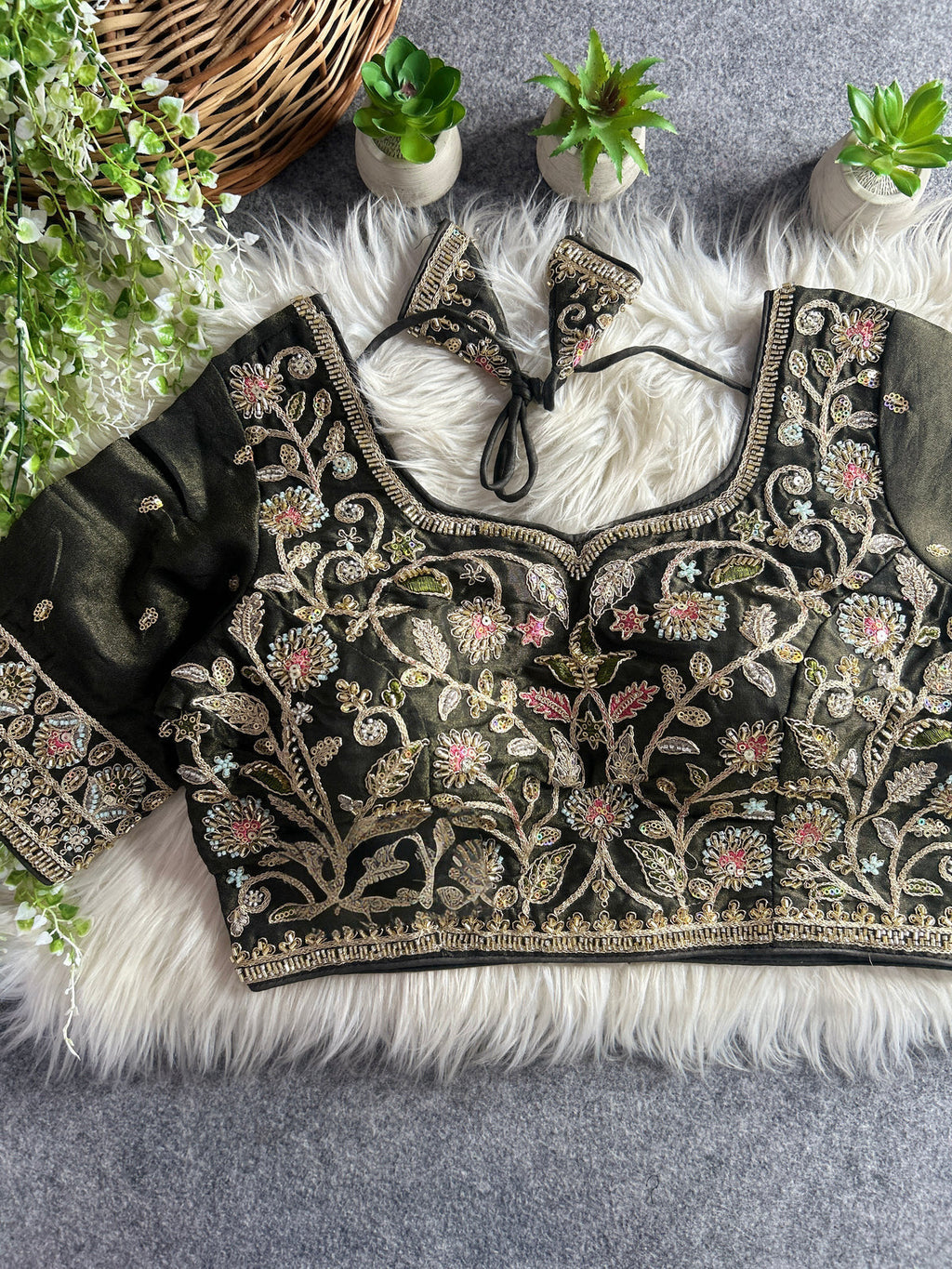 BEAUTIFUL HEAVY STARS & BEADS WORK BRIDAL BLOUSE