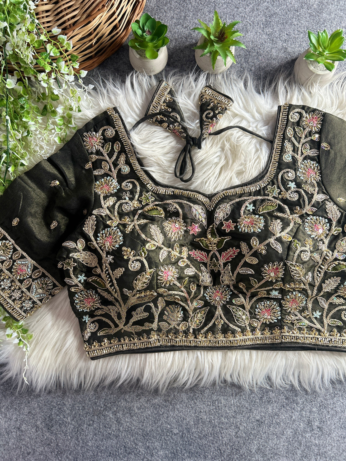 BEAUTIFUL HEAVY STARS & BEADS WORK BRIDAL BLOUSE