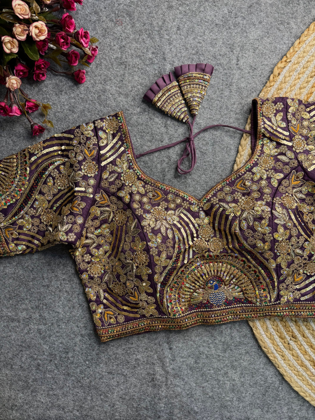 Codding Sequence Peacock Work Bridal Blouse