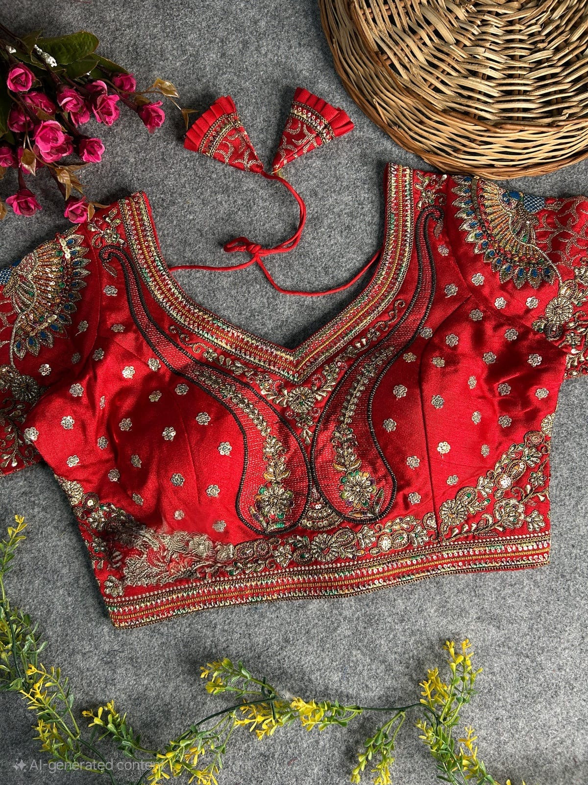 Luxury 3D Peacock Heavy Embroidered Bridal Blouse