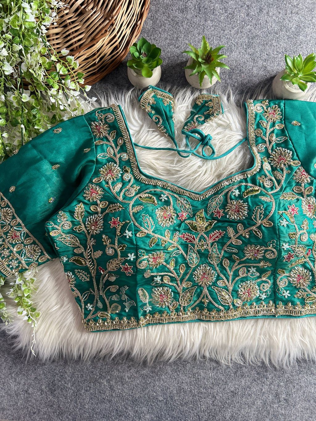 BEAUTIFUL HEAVY STARS & BEADS WORK BRIDAL BLOUSE