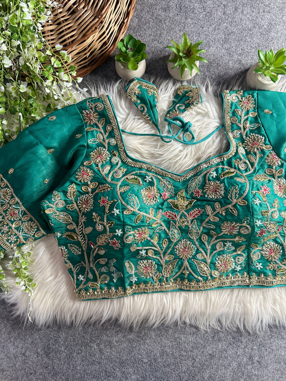 BEAUTIFUL HEAVY STARS & BEADS WORK BRIDAL BLOUSE