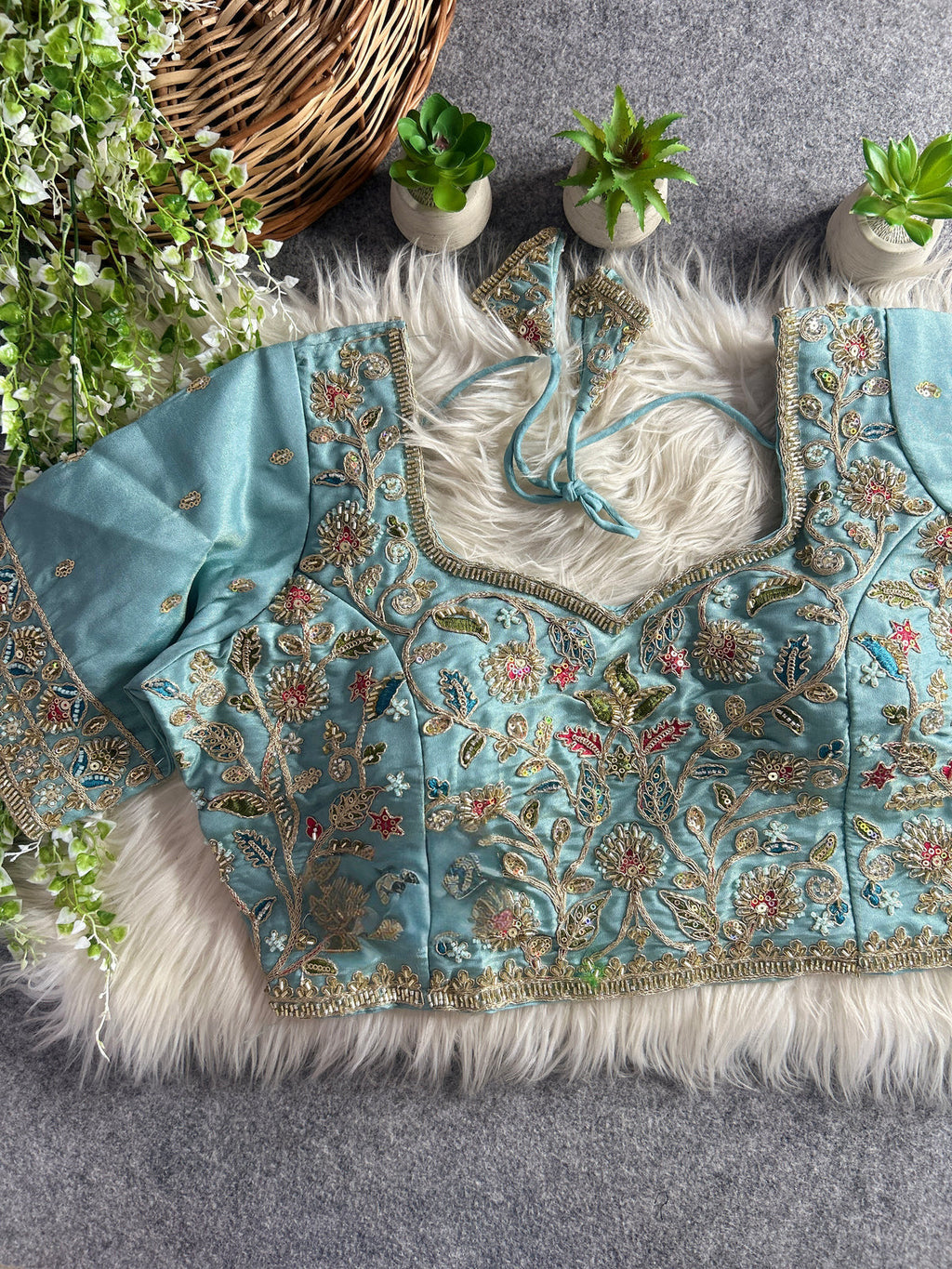 BEAUTIFUL HEAVY STARS & BEADS WORK BRIDAL BLOUSE