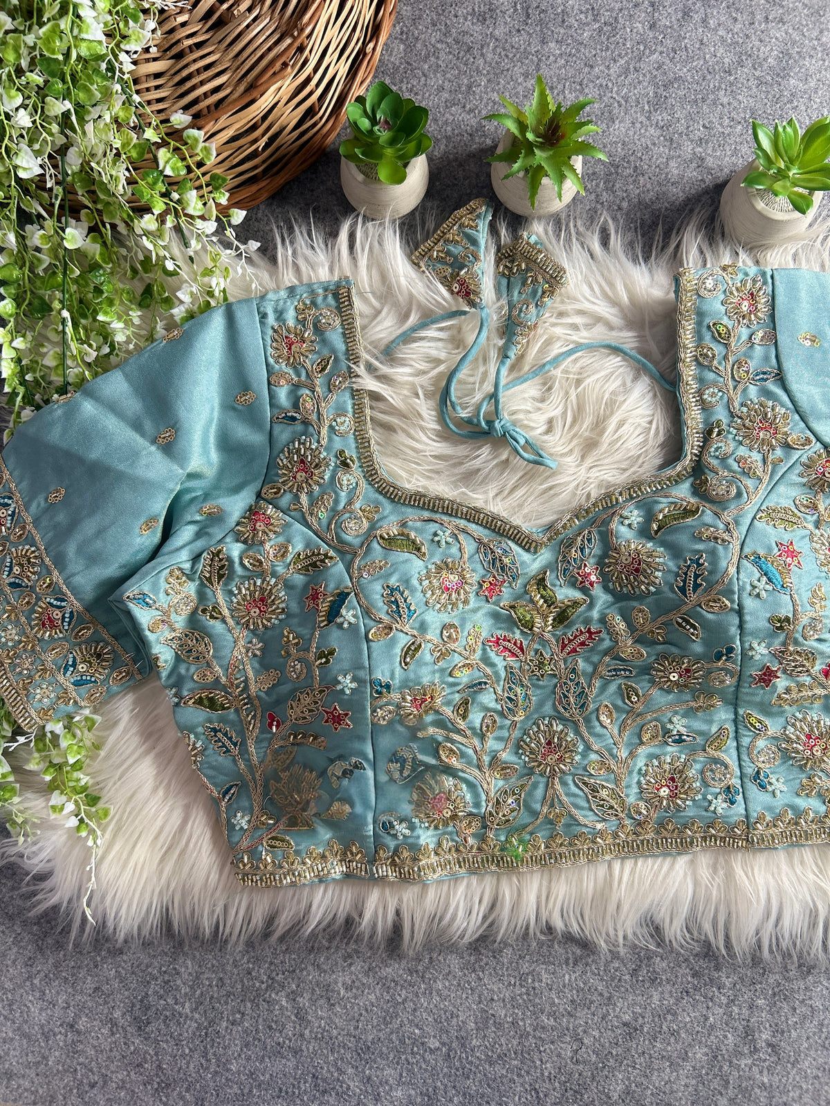 BEAUTIFUL HEAVY STARS & BEADS WORK BRIDAL BLOUSE