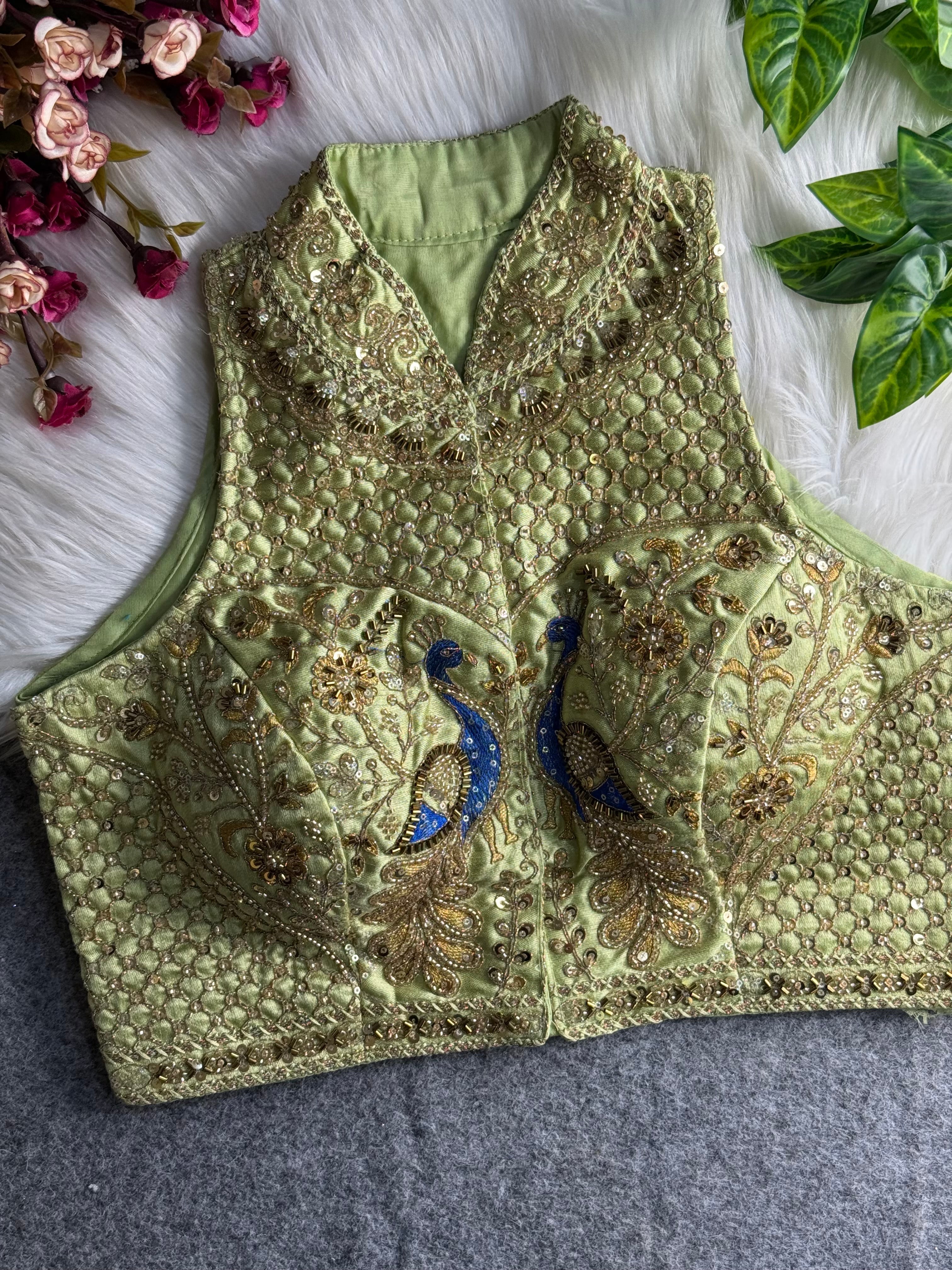 Halter Neck Handwork Peacock Blouse