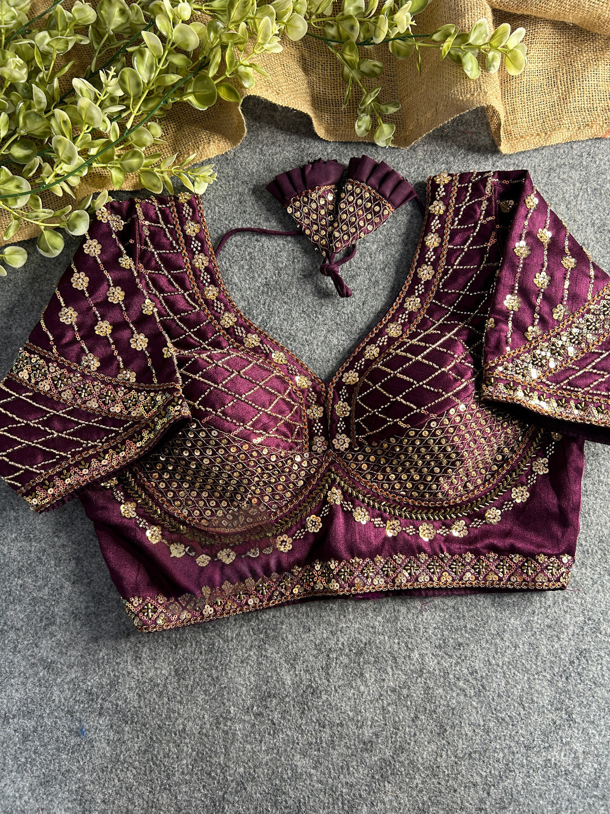 SABYASACHI INSPIRED BRIDAL BLOUSE BEAUTIFUL HEAVY STARS & BEADS WORK