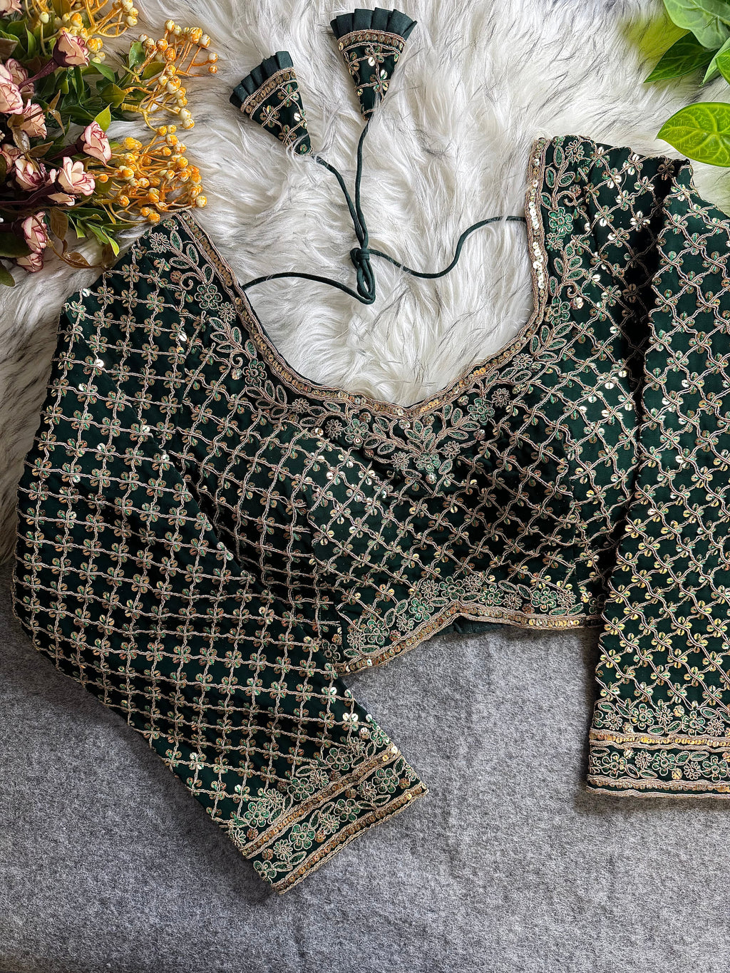 Heavy Fox Georgette Codding Sequence Work Full Sleeve Bridal Blouse