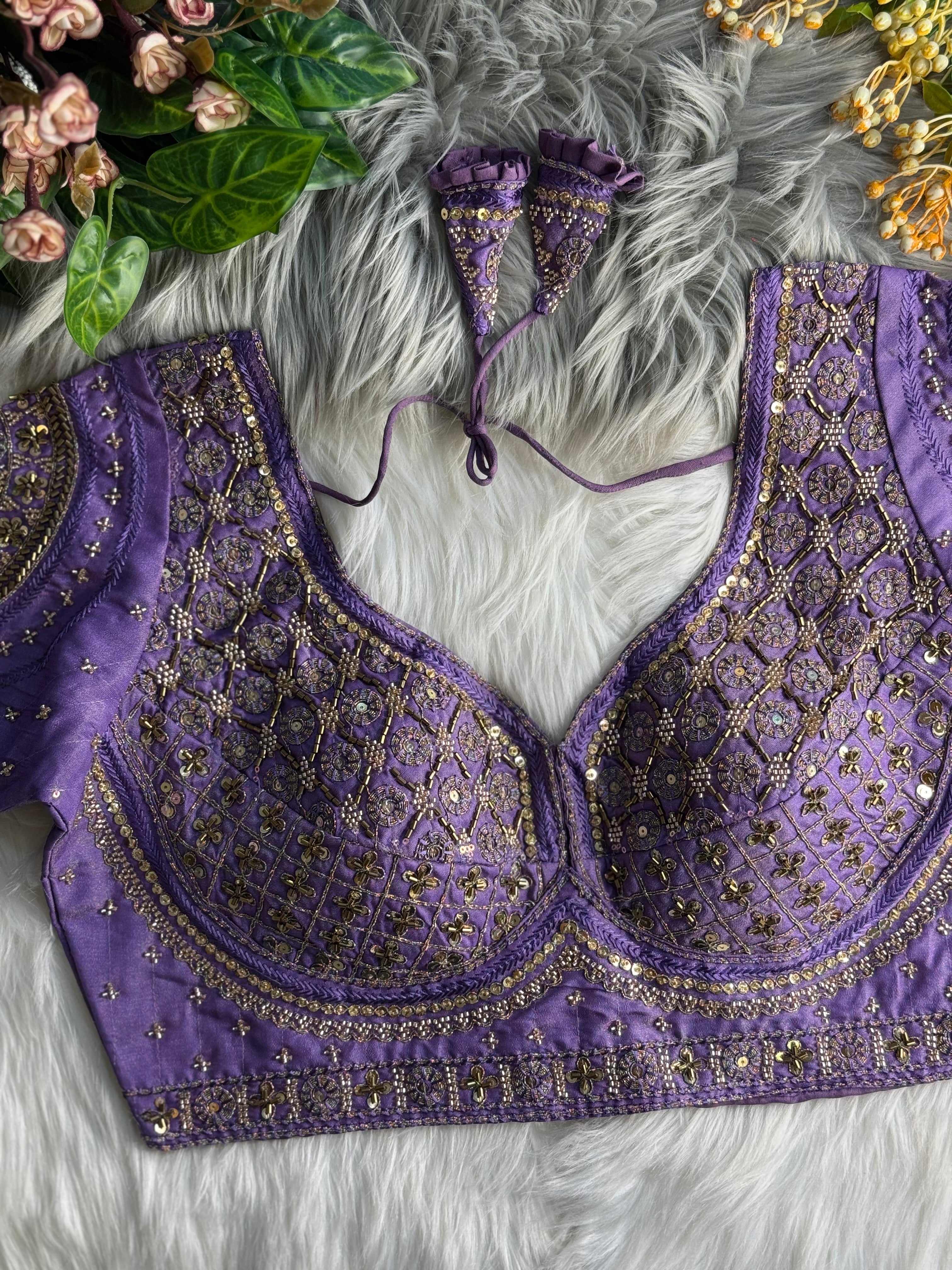 BEAUTIFUL HEAVY STARS & BEADS COPPER MATCHING WORK BRIDAL BLOUSE