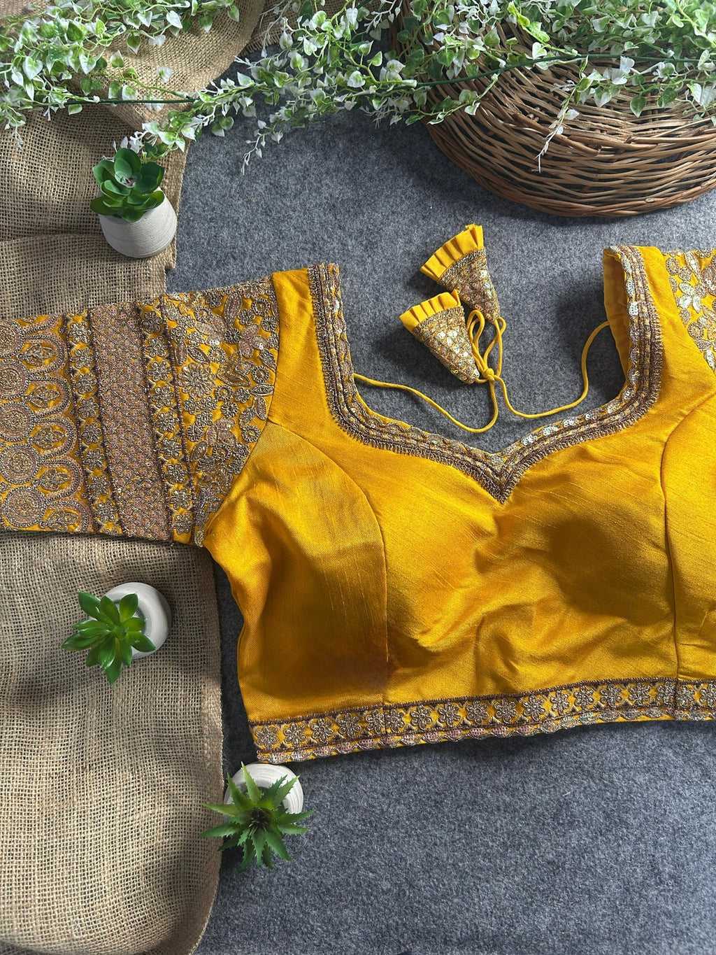 Beautiful Copper & Jari  Embroidery WoThe Blouse Studio