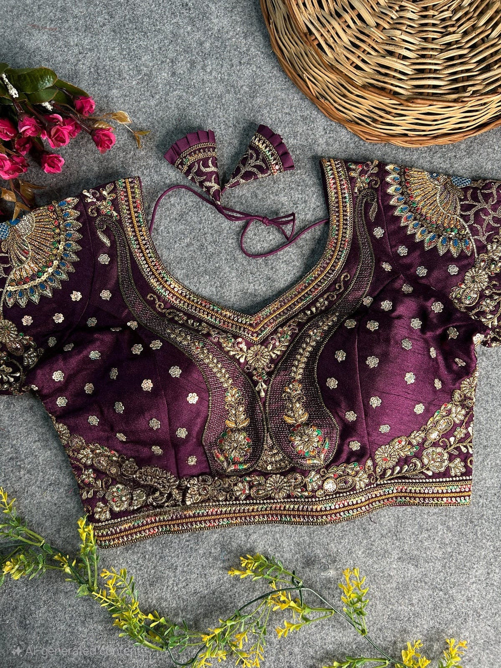 Luxury 3D Peacock Heavy Embroidered Bridal Blouse