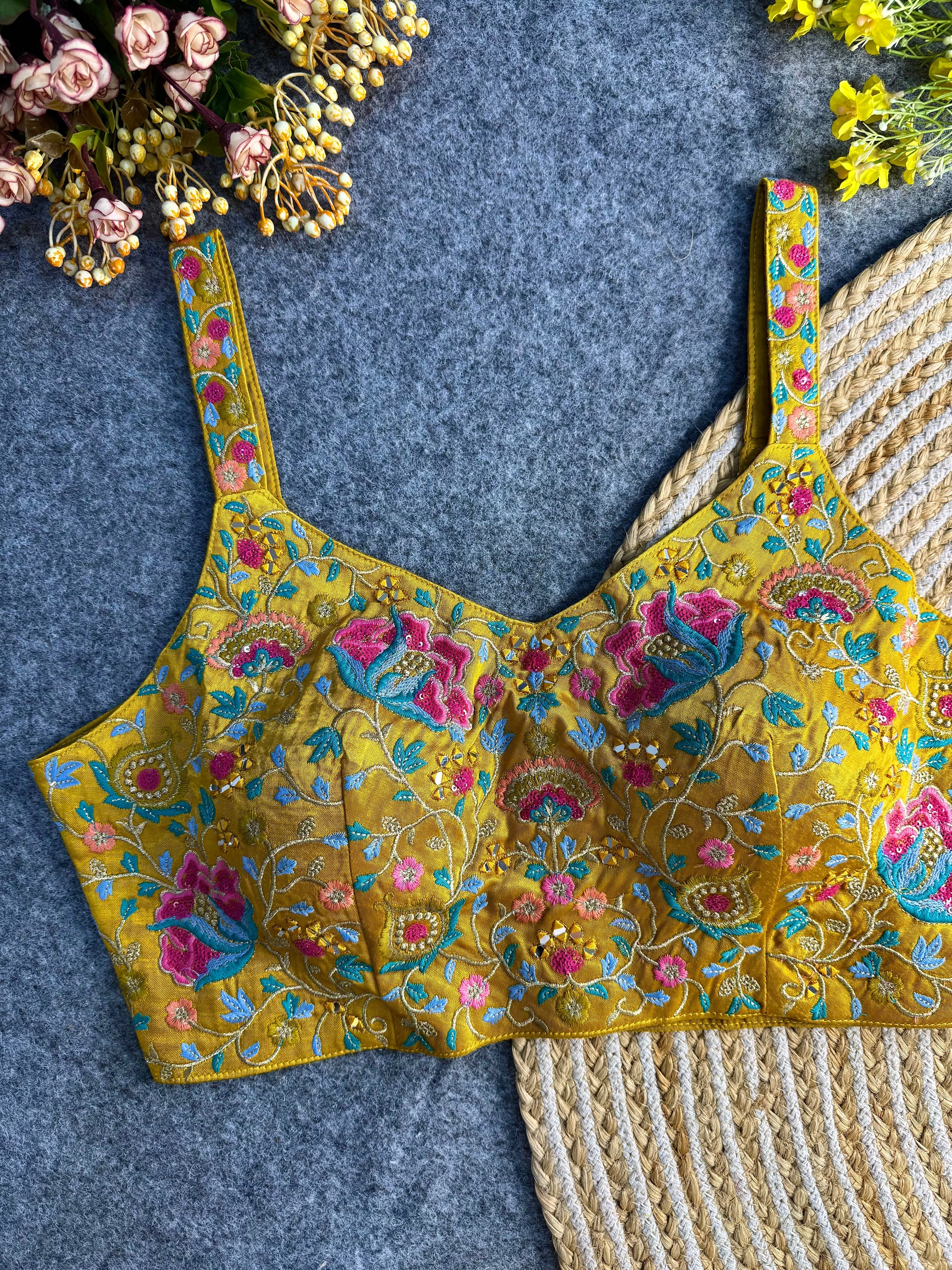 Multi Mirror Work Spaghetti Style Blouse