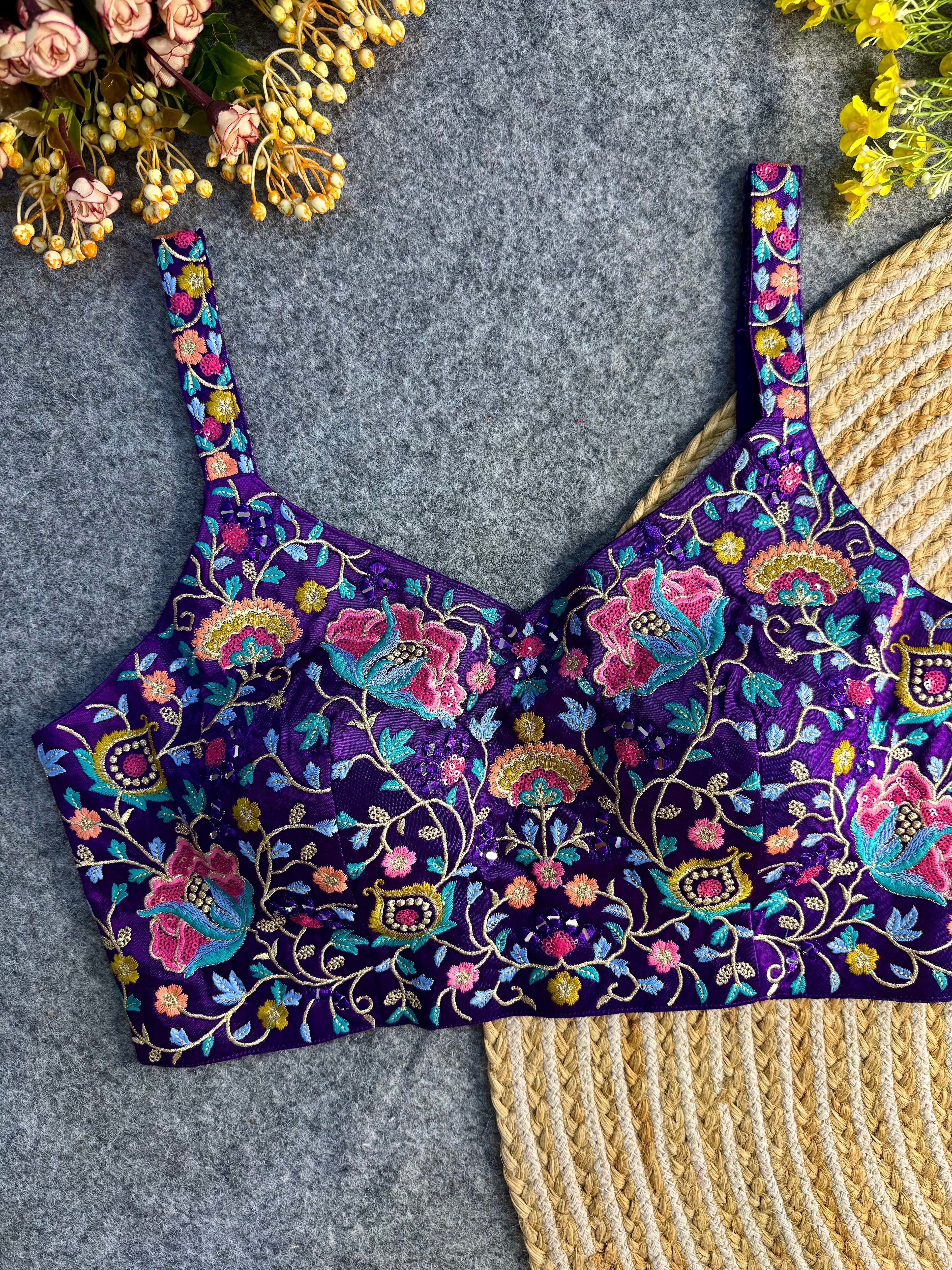 Multi Mirror Work Spaghetti Style Blouse