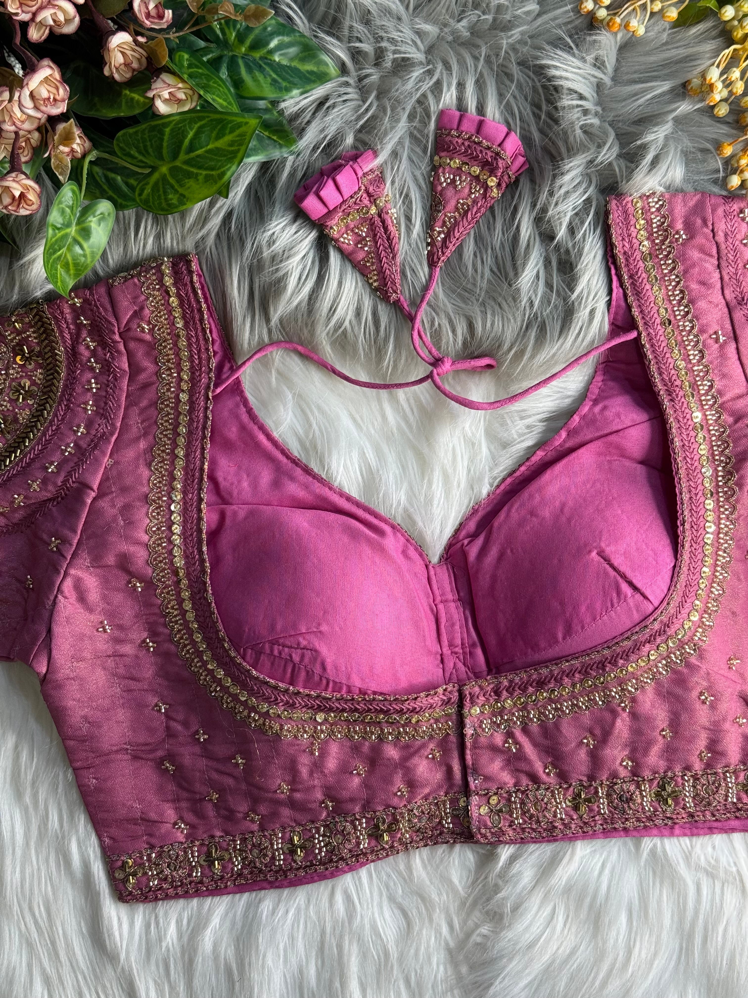 BEAUTIFUL HEAVY STARS & BEADS COPPER MATCHING WORK BRIDAL BLOUSE