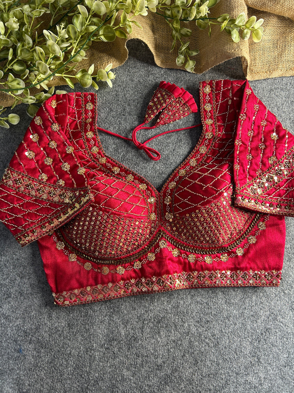 SABYASACHI INSPIRED BRIDAL BLOUSE BEAUTIFUL HEAVY STARS & BEADS WORK