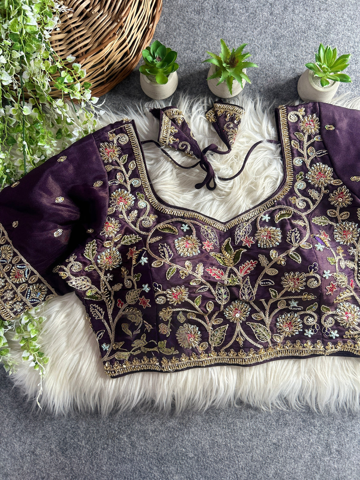 BEAUTIFUL HEAVY STARS & BEADS WORK BRIDAL BLOUSE