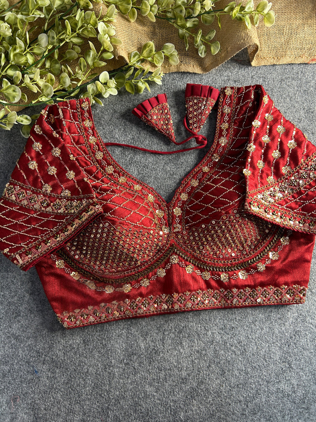 SABYASACHI INSPIRED BRIDAL BLOUSE BEAUTIFUL HEAVY STARS & BEADS WORK