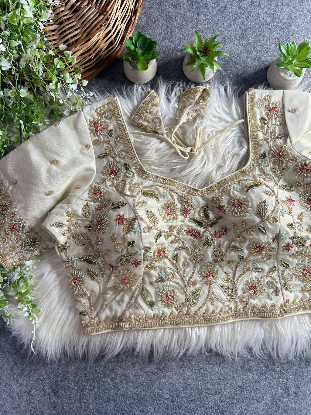 BEAUTIFUL HEAVY STARS & BEADS WORK BRIDAL BLOUSE
