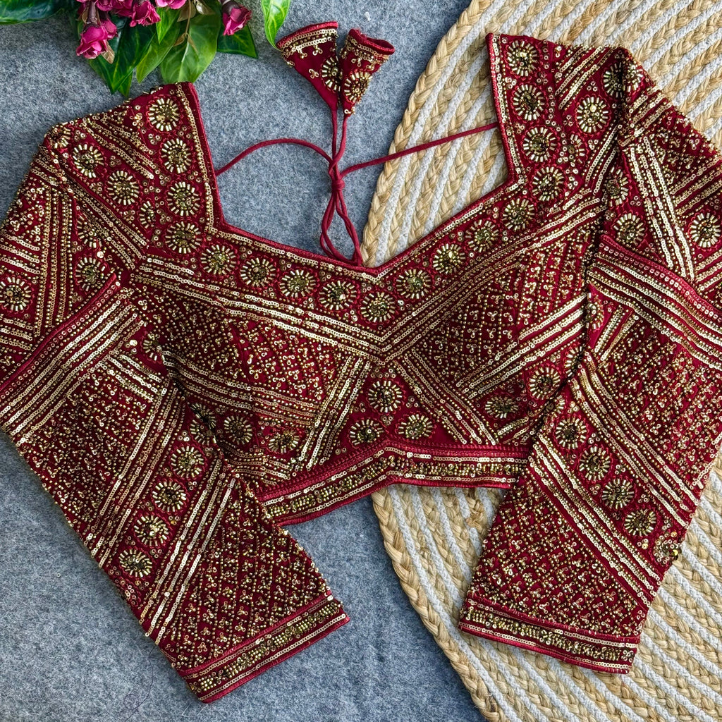 Beautiful Long Sleeves Fully Loaded HandwoThe Blouse Studio