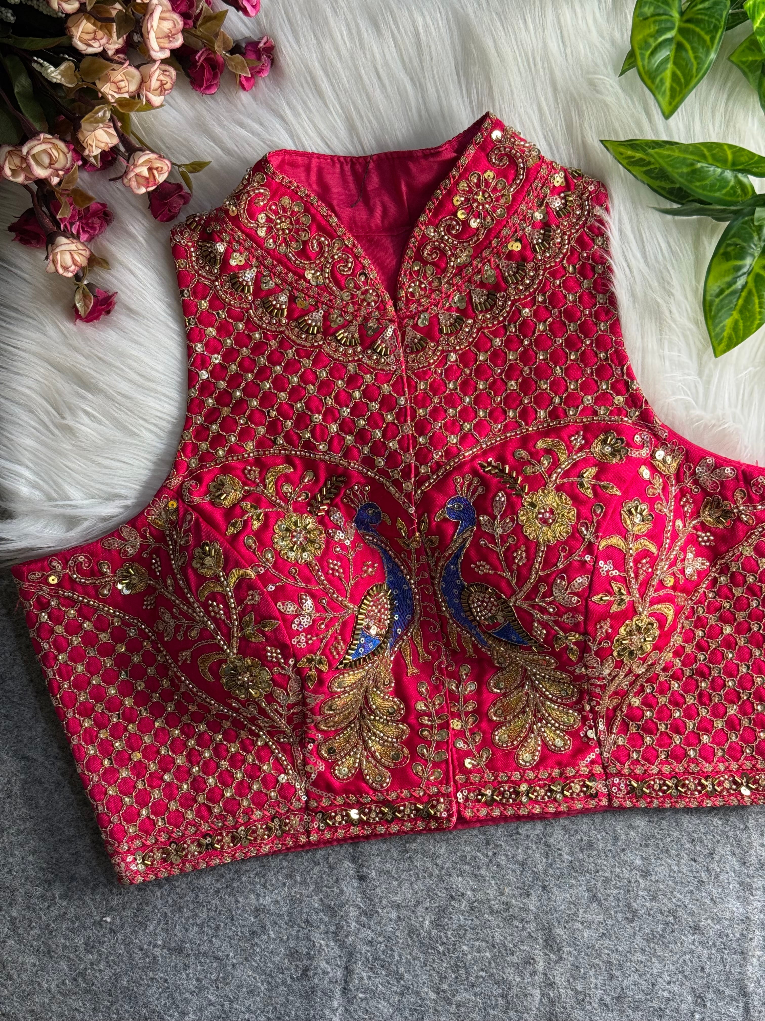 Halter Neck Handwork Peacock Blouse