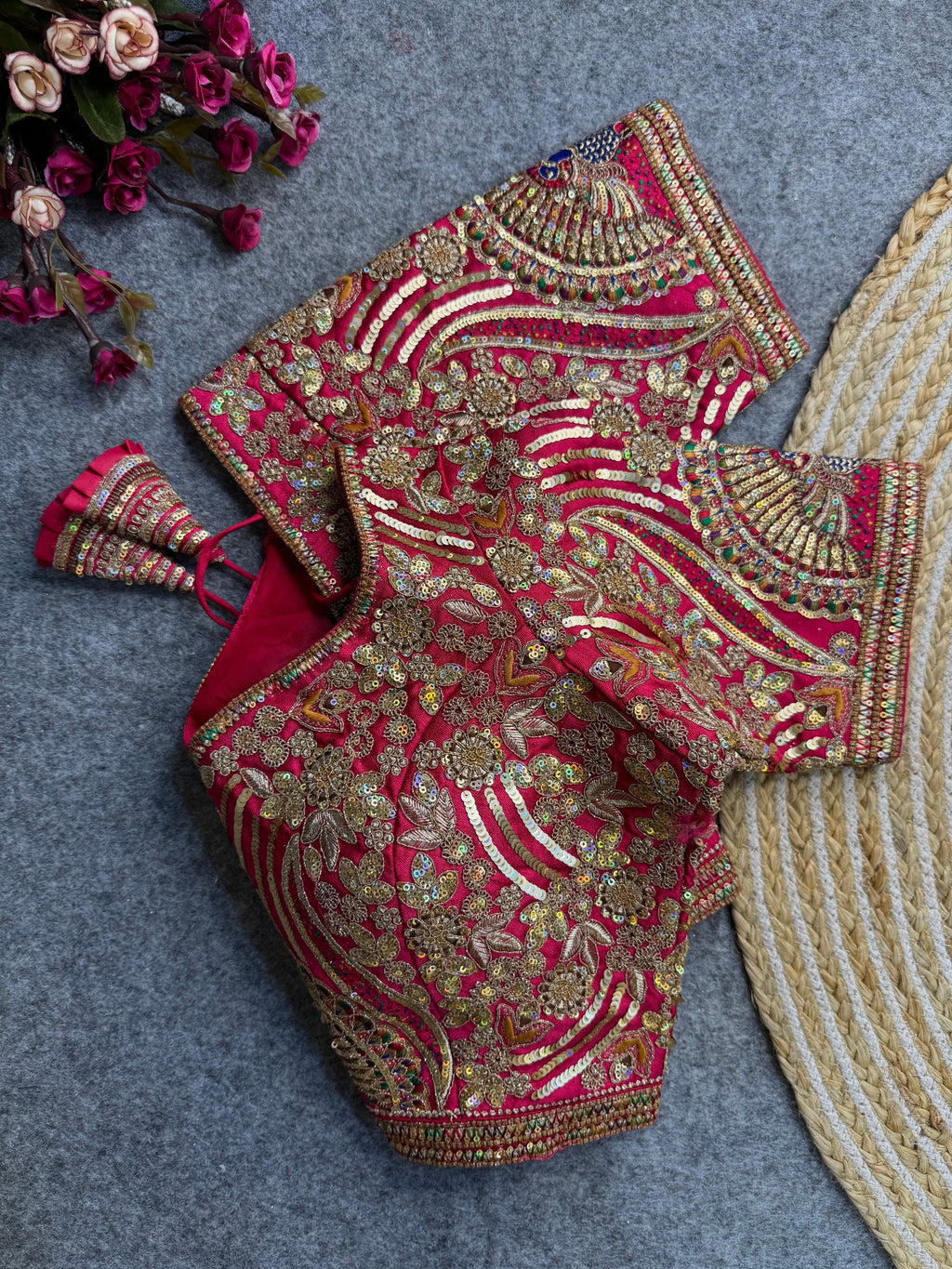 Codding Sequence Peacock Work Bridal Blouse