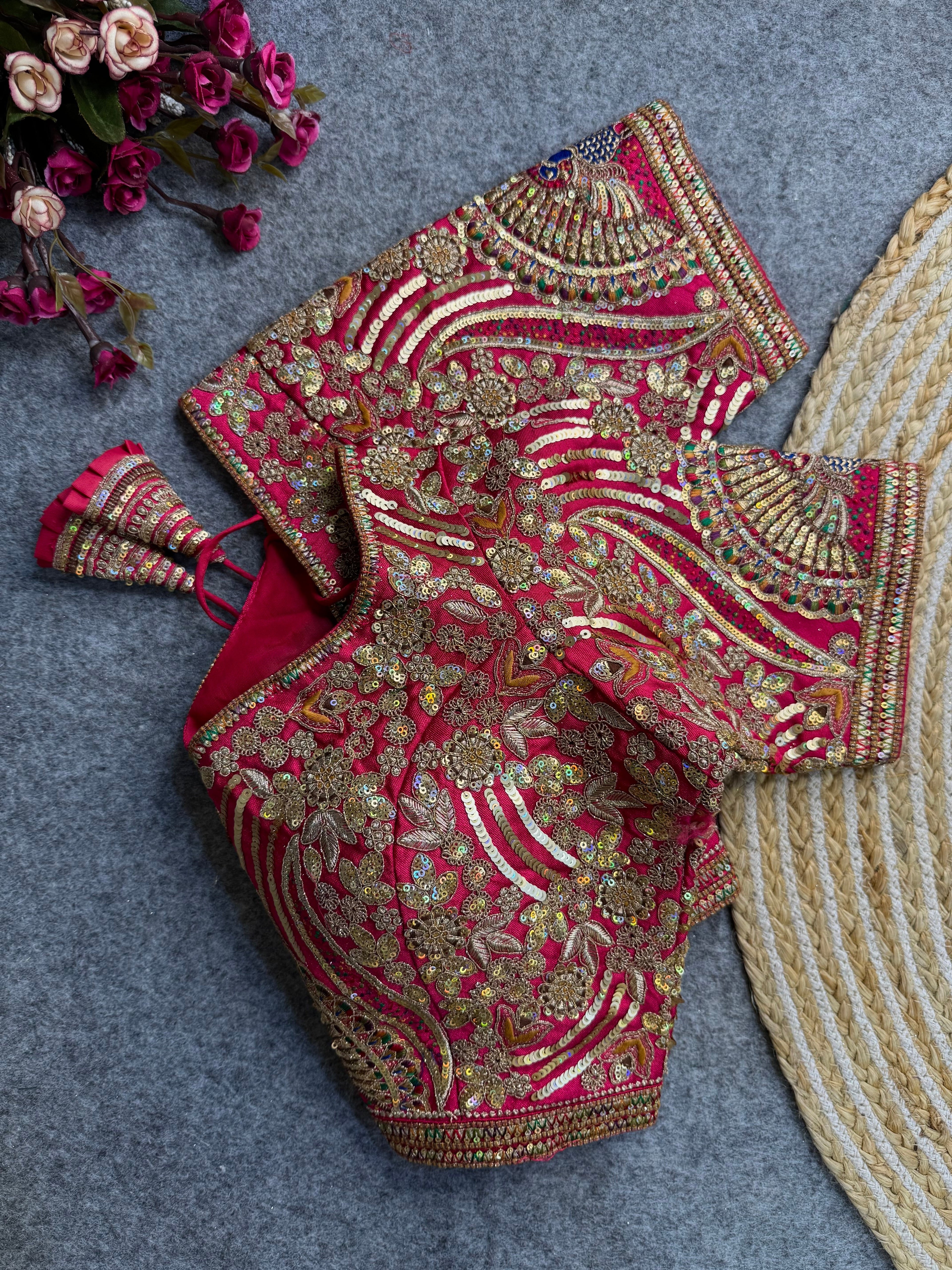 Codding Sequence Peacock Work Bridal Blouse