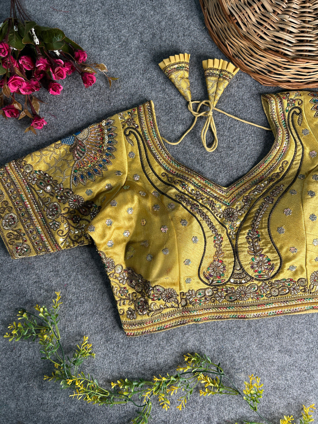 Luxury 3D Peacock Heavy Embroidered Bridal Blouse