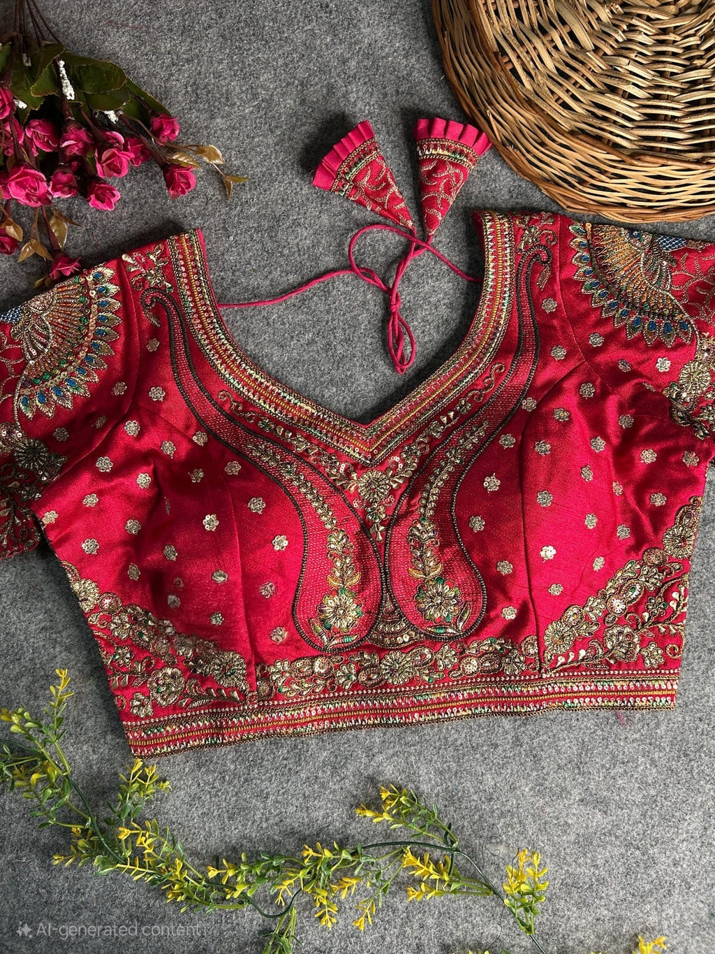 Luxury 3D Peacock Heavy Embroidered Bridal Blouse